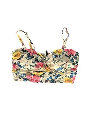 Torrid Floral Cream Bustier Crop Top Adjustable Straps Size 3 Womens (3XL) Swim